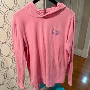 Pink Hooded Long Sleeve Shirt